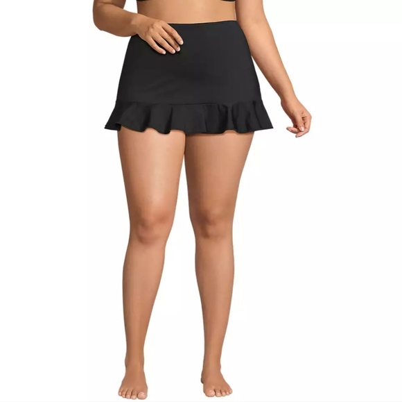 NEW Lands End Plus Size 20W Ruffle Hem Mini Swim Skirt Black Built in Liner NWT - Picture 5 of 10